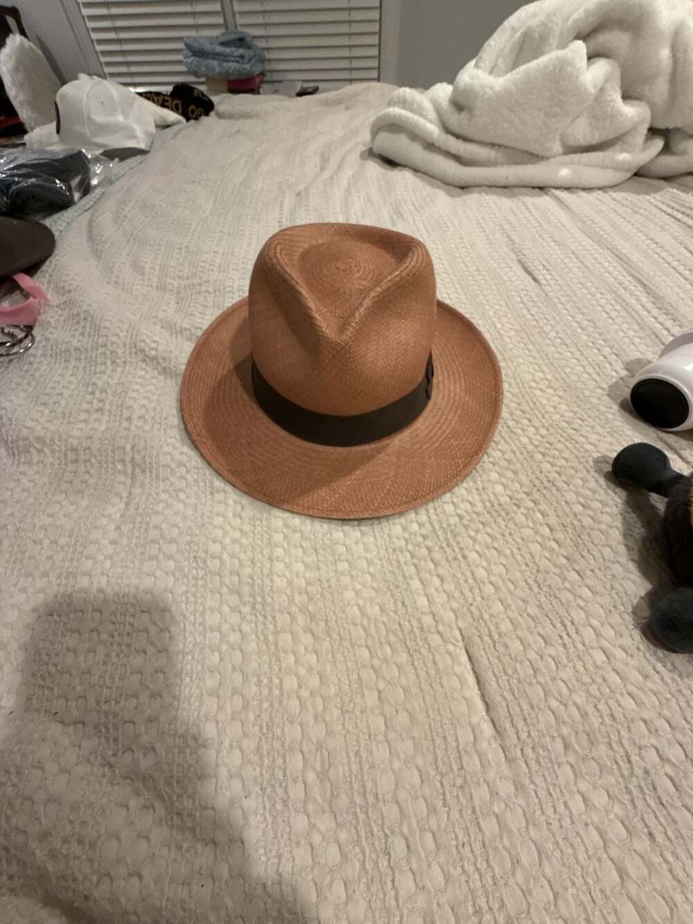 El Galpón Genuine Panama Hat Size L 100% Natural Straw Brown Fedora